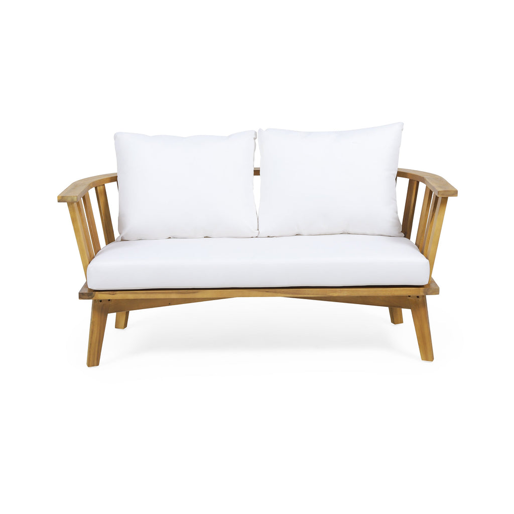 4-Pieces Acacia Wood Patio Furniture Set with Cushions