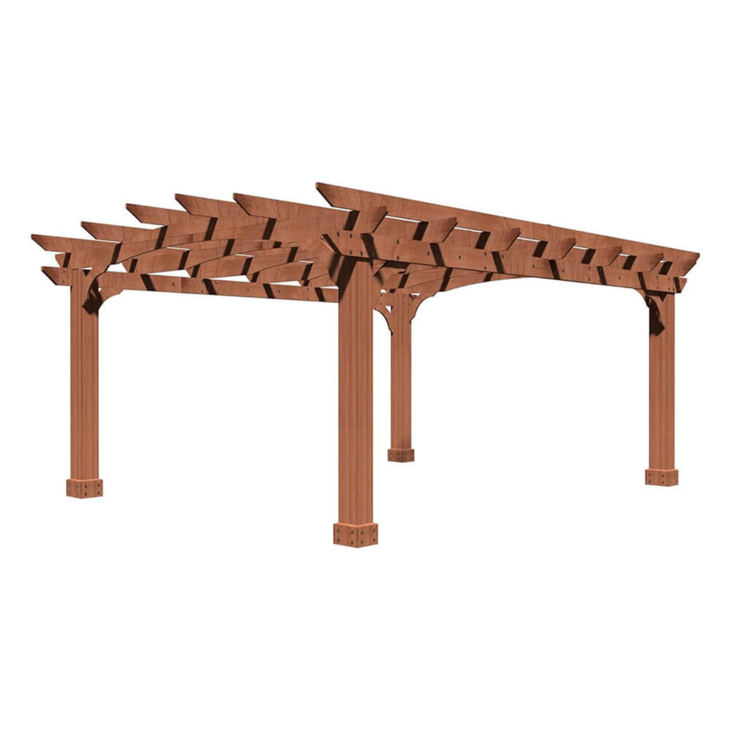 [12X14FT] Alora Luxury Outdoor All-Season Backyard Cedar Wood Gazebo Pergola With Arched Roof And Stakes For Patios (SAK68194)
