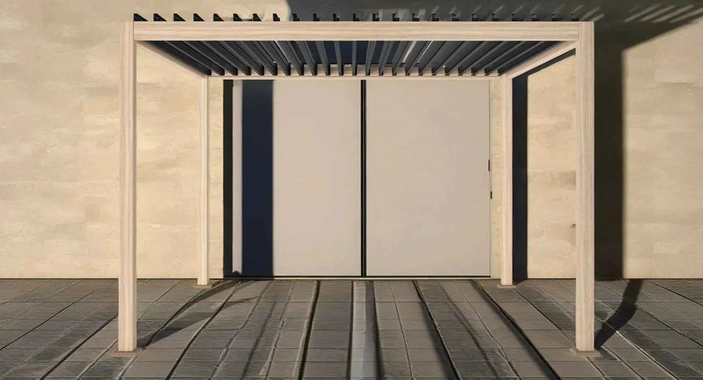 Bioclimatic Motorized Aluminum Pergola - Adjustable Louvered Roof Garden Gazebo