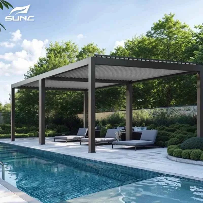 VMotorized Retractable Roof Pergola - Automatic PVC Gazebo & Metal Folding Roof System
