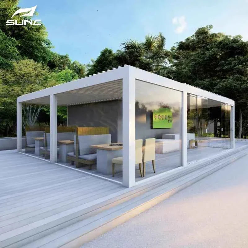 VMotorized Retractable Roof Pergola - Automatic PVC Gazebo & Metal Folding Roof System