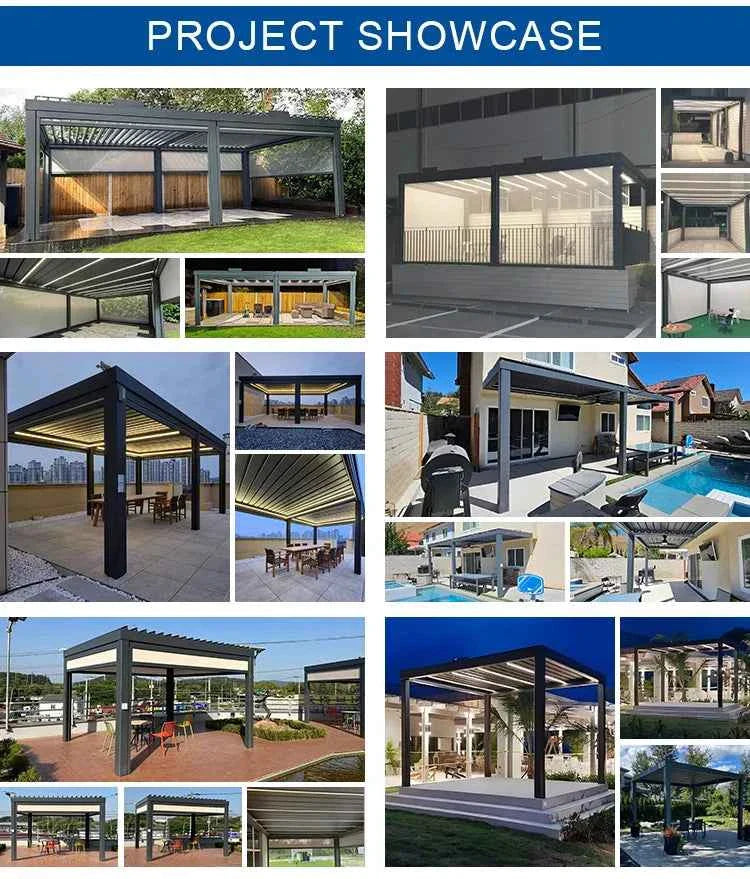Motorized Aluminum Bioclimatic Pergola - Waterproof Electric Shutter Garden Gazebo