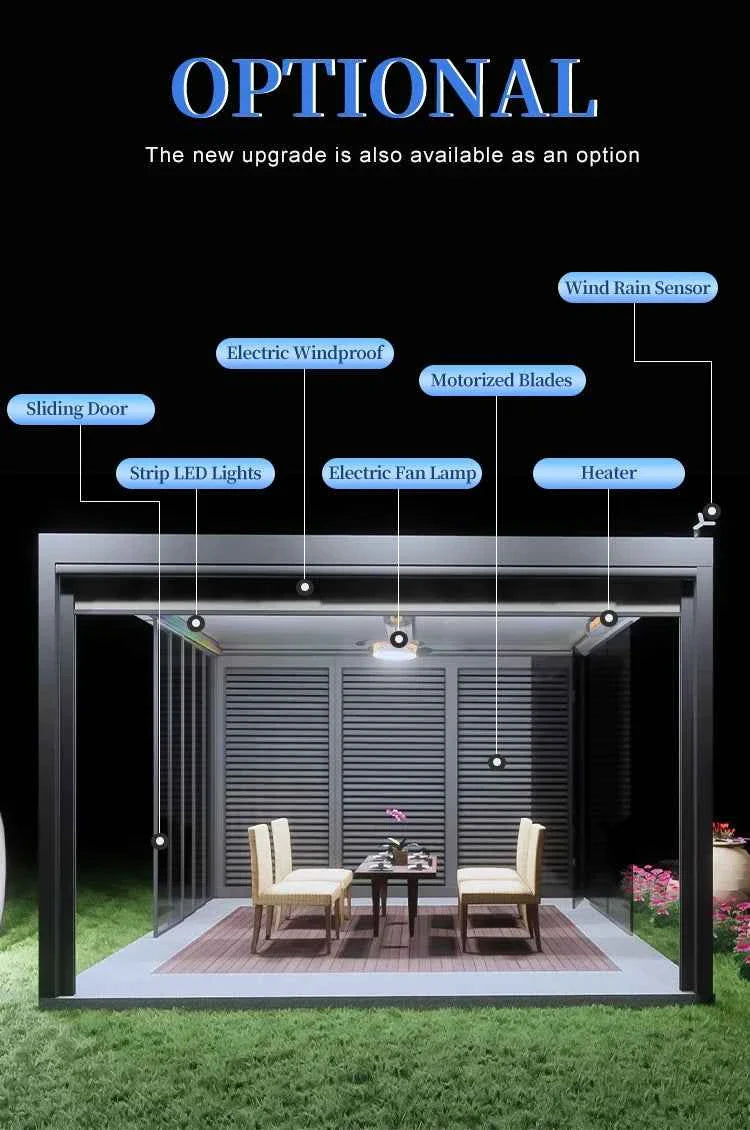 VMotorized Retractable Roof Pergola - Automatic PVC Gazebo & Metal Folding Roof System