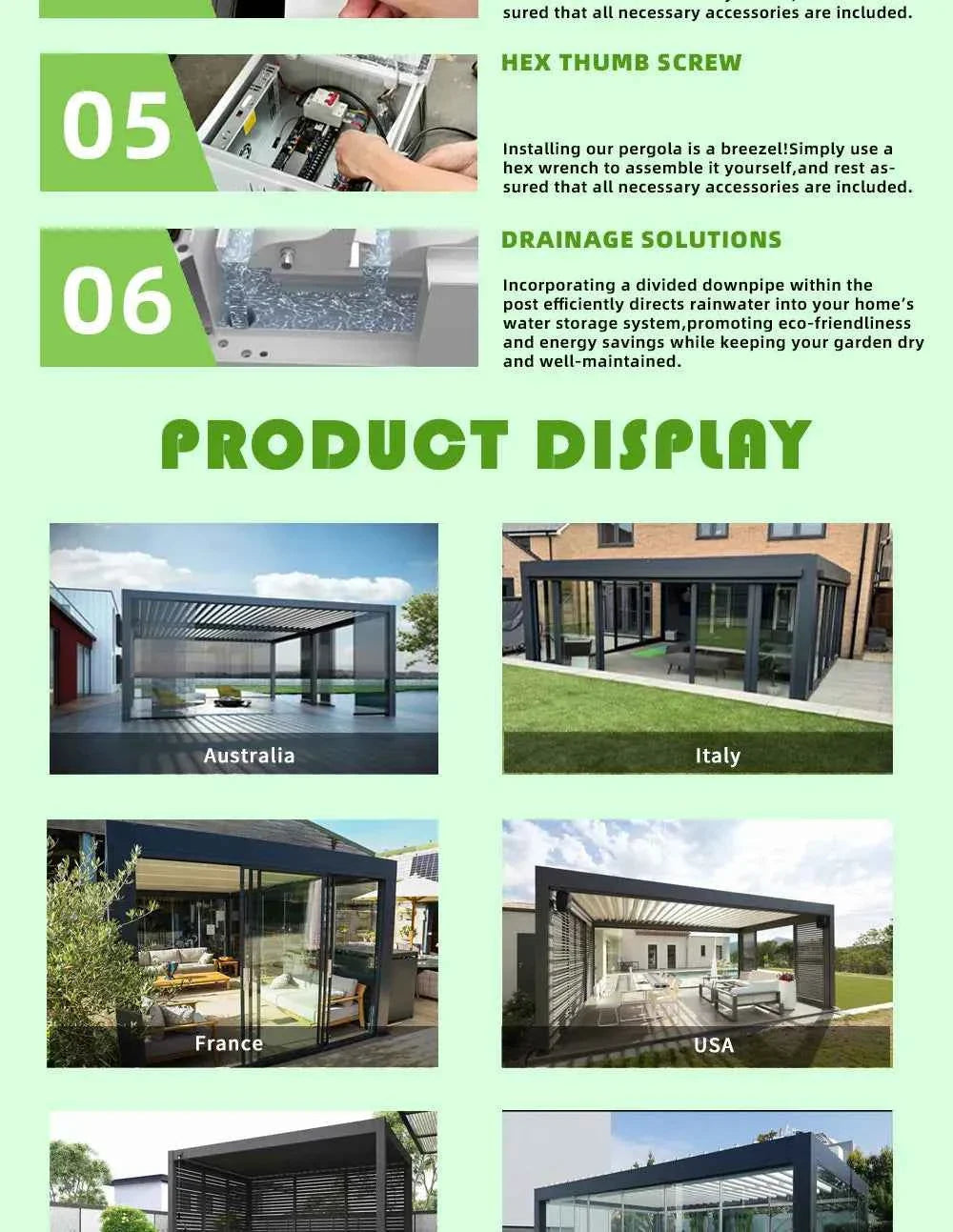 3x4m Motorized Aluminum Pergola - Waterproof Gazebo with LED Lighting & Roller Shutters