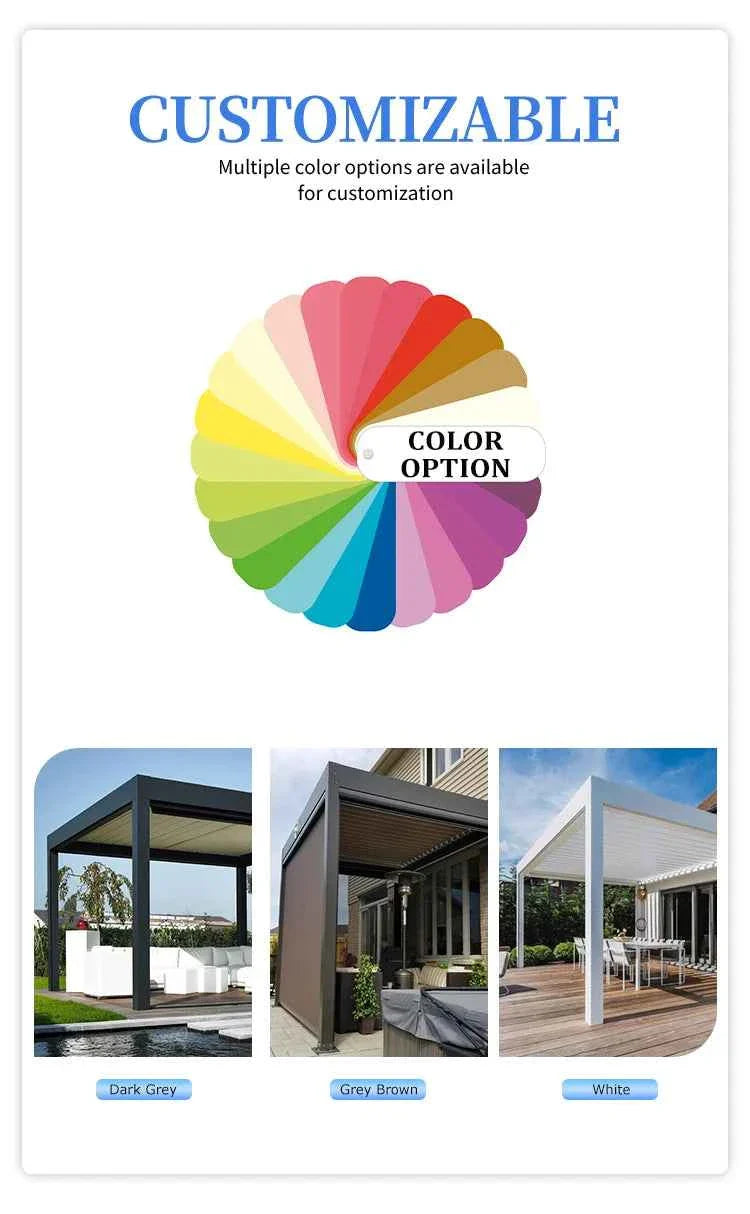 VMotorized Retractable Roof Pergola - Automatic PVC Gazebo & Metal Folding Roof System