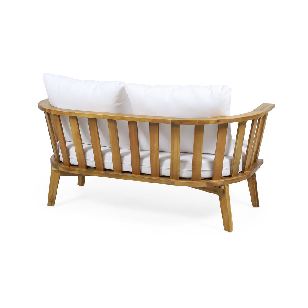 4-Pieces Acacia Wood Patio Furniture Set with Cushions